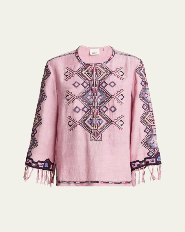 Zelda Embroidered Matka Silk Top